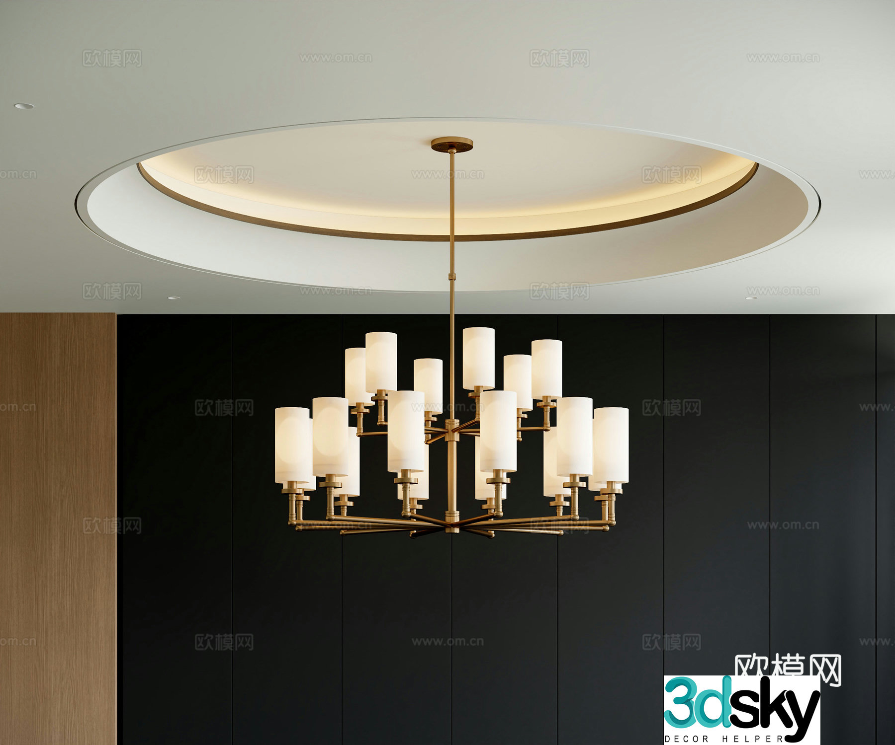 Modern multi-head chandelier 3d model