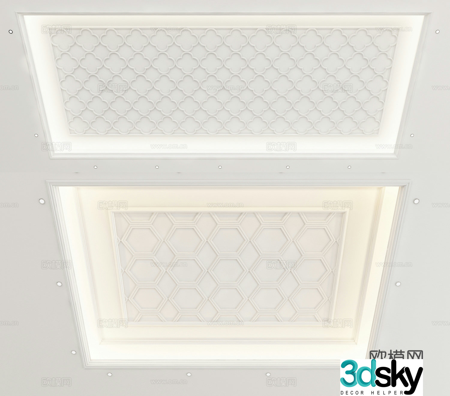 European ceiling geometric pattern ceiling 3d model