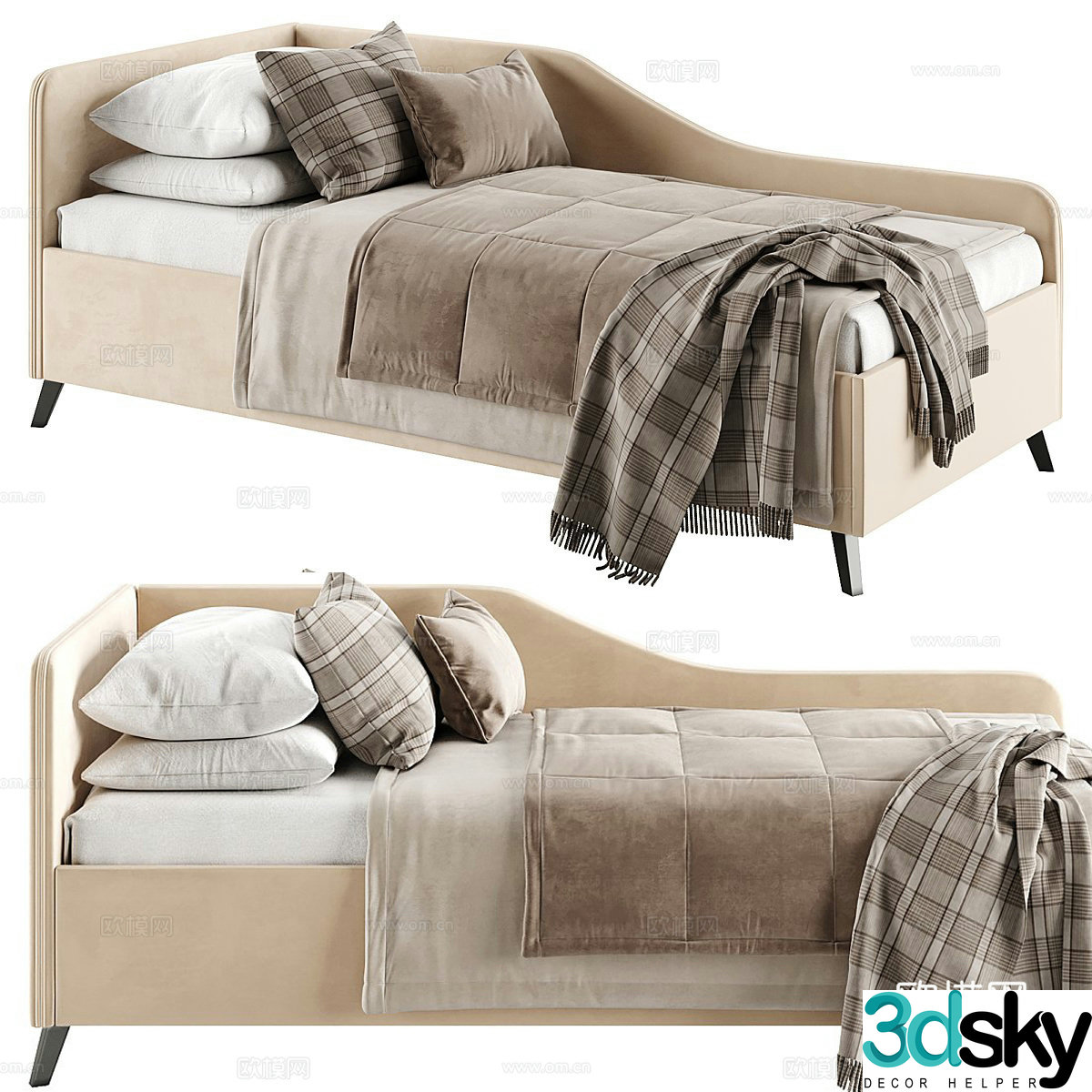 Modern single bed 3d model