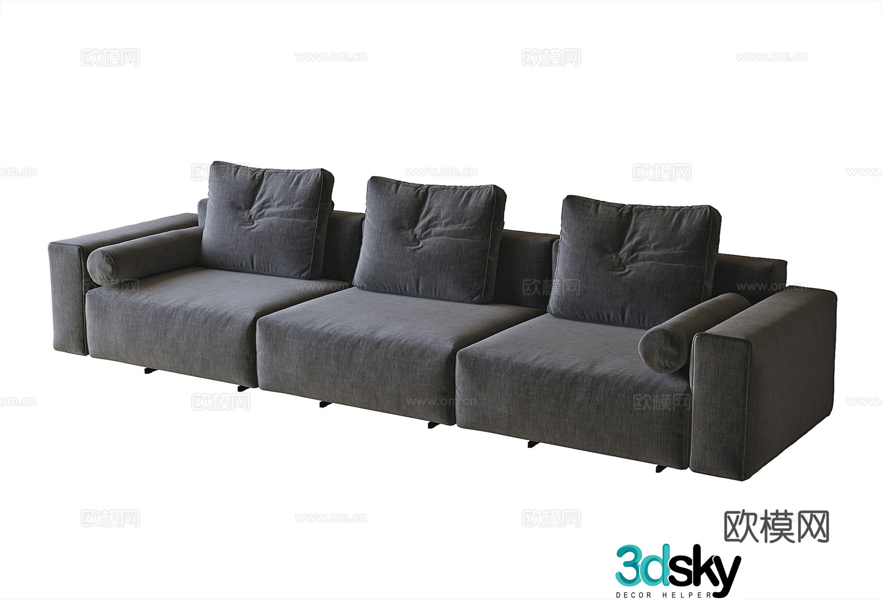Three seater sofa upholstered sofa 3d model