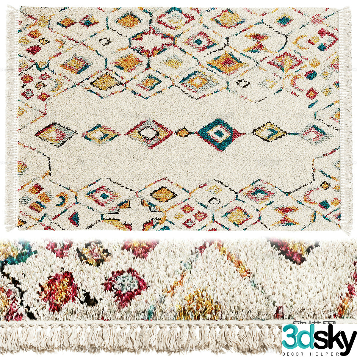 Nordic rug tassel rug 3d model