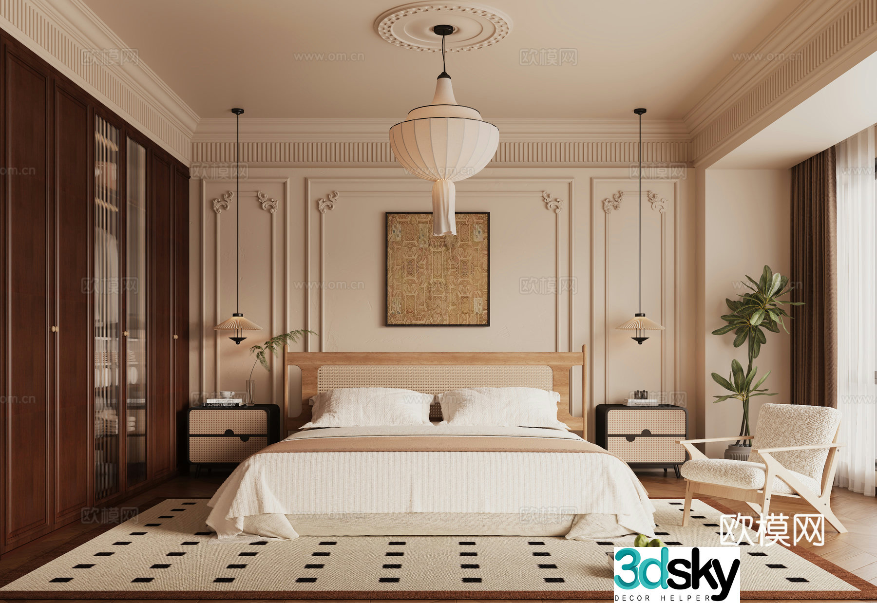 Medieval style bedroom master bedroom 3d model