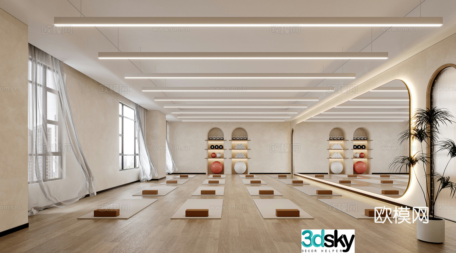 Wabi-sabi yoga studio dance studio 3d model