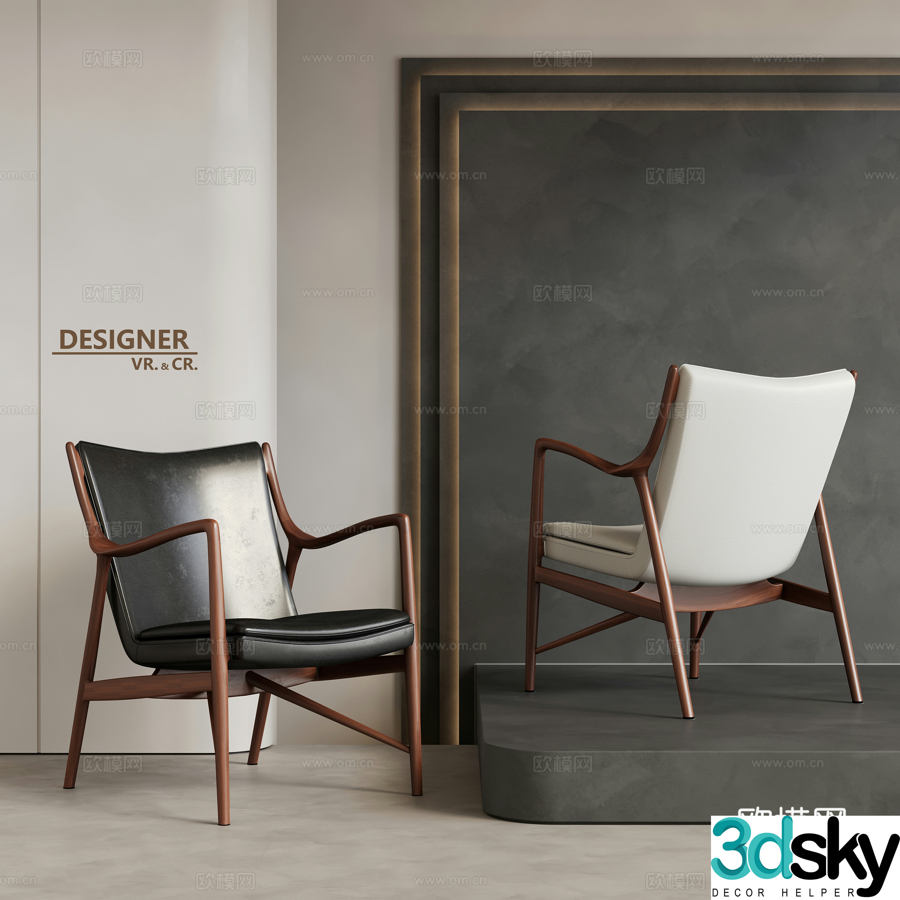 Wabi Sabi leisure chair leather chair 3d model