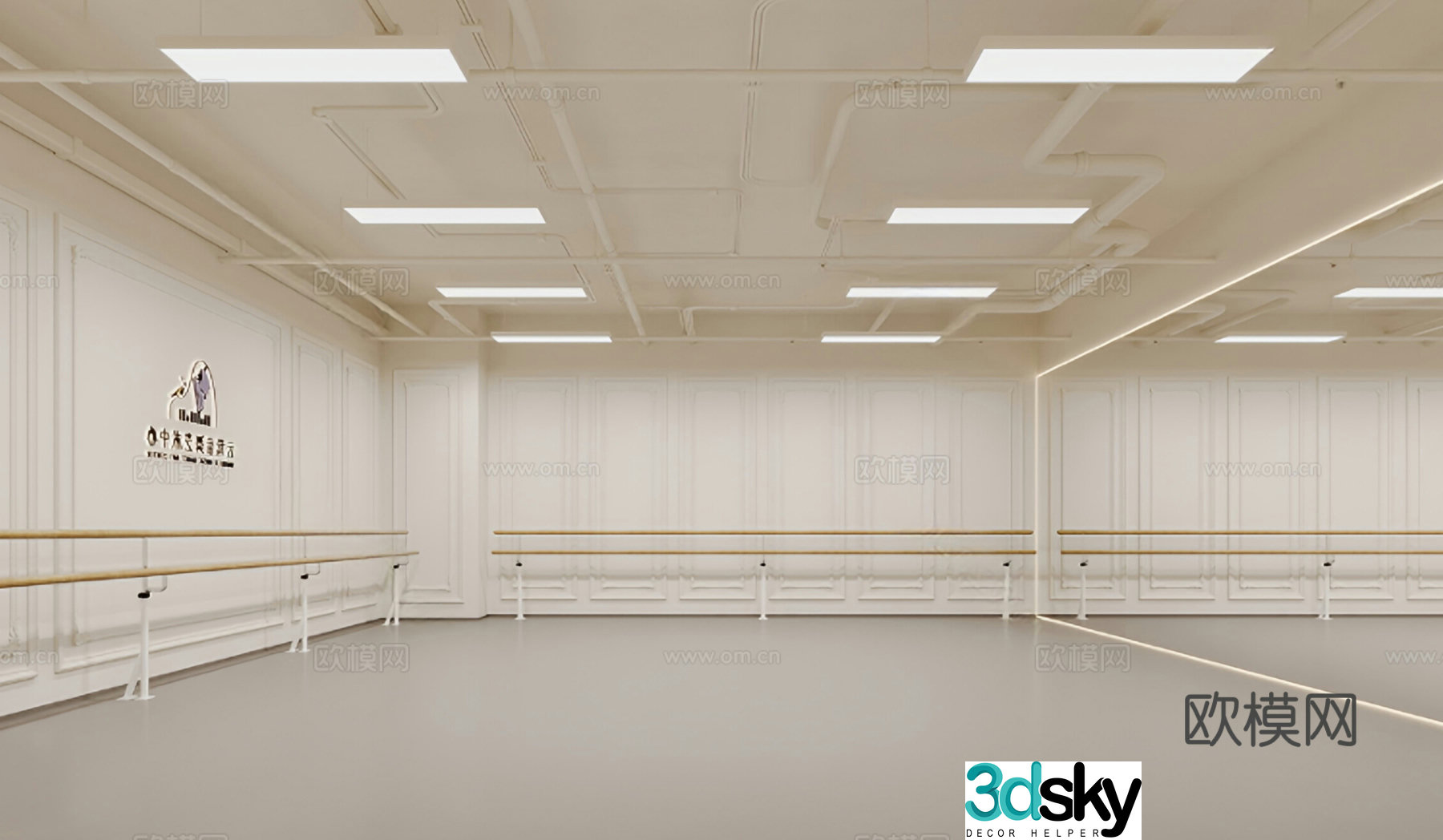 Dance training center dance studio 3d model