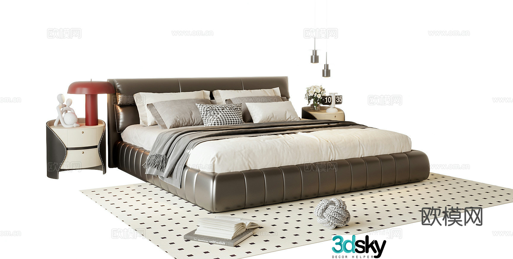 Modern double bed 3d model