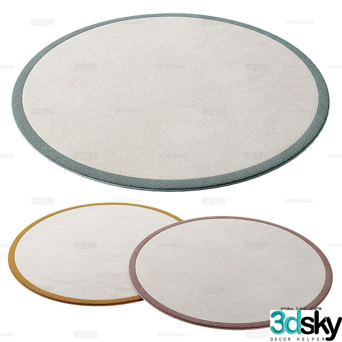 Plain carpet round carpet 3d model