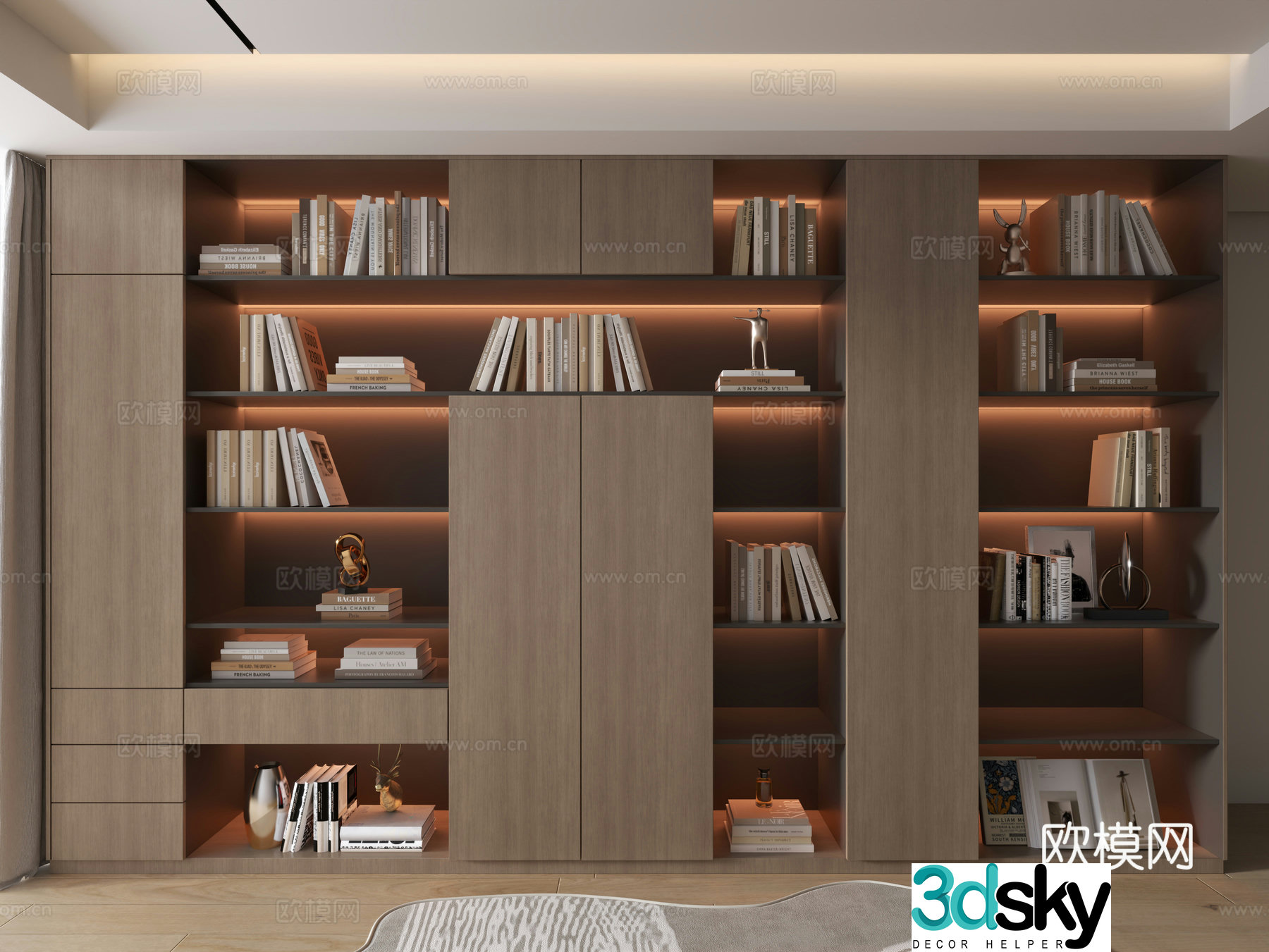 Italian bookcase bookshelf 3d model