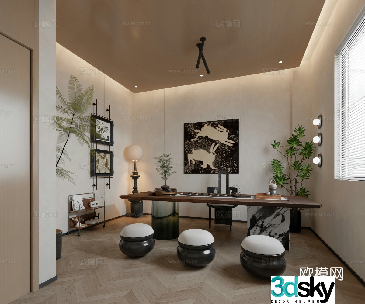 Middle-aged tea room 3D model