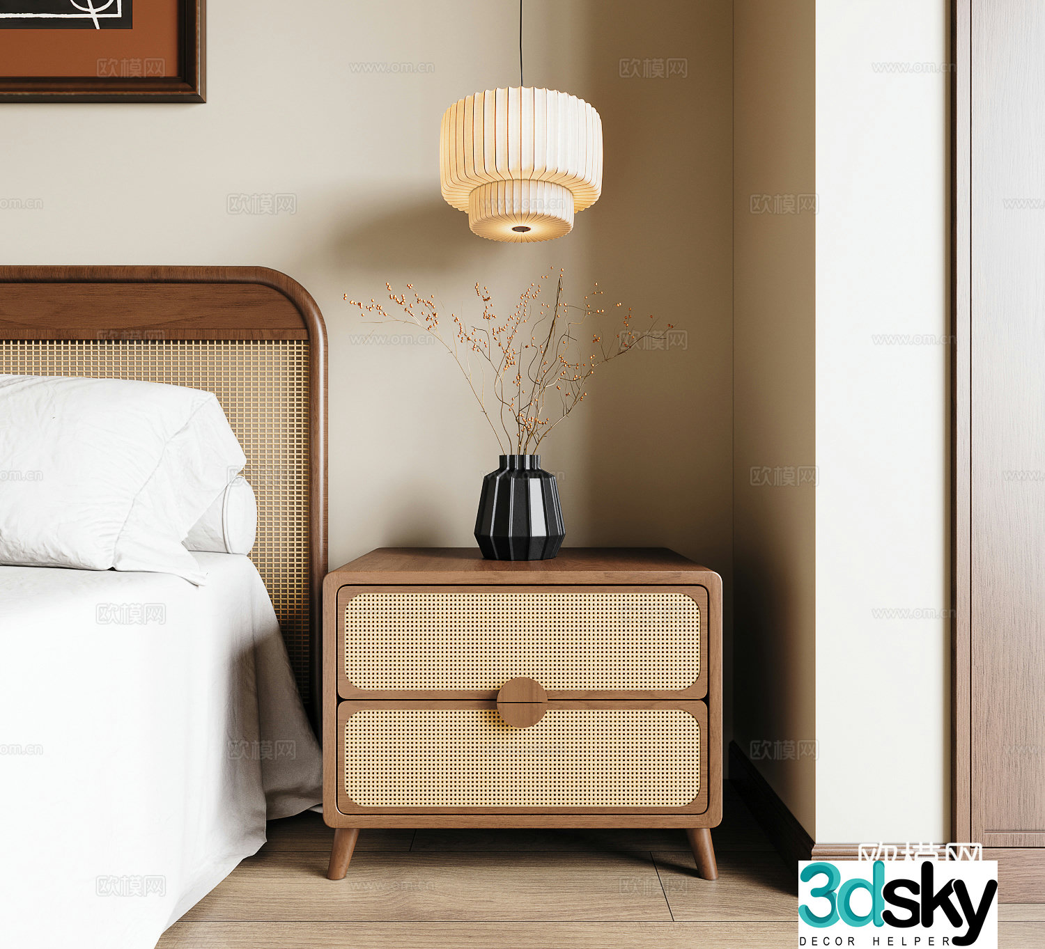 Medieval style bedside table 3d model