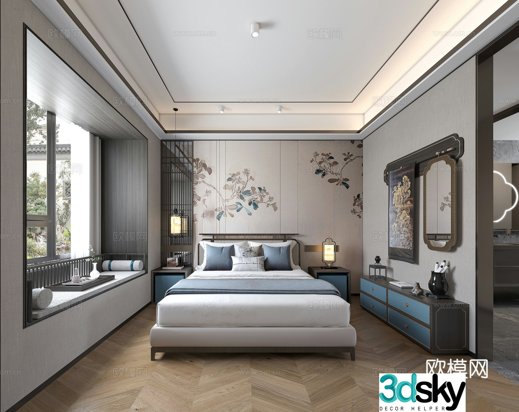 New Chinese style bedroom master bedroom 3D model