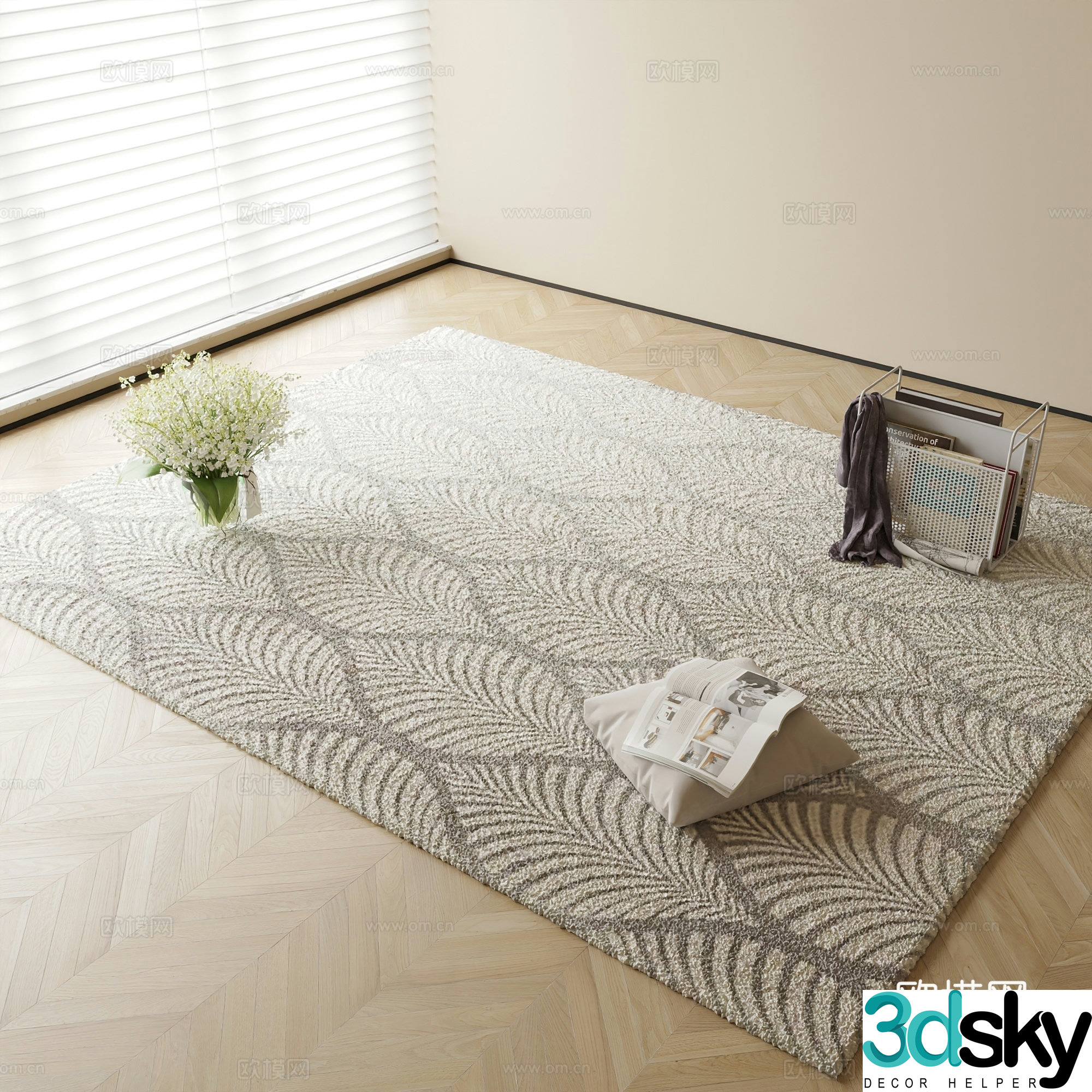 Modern carpet square rug 3d model