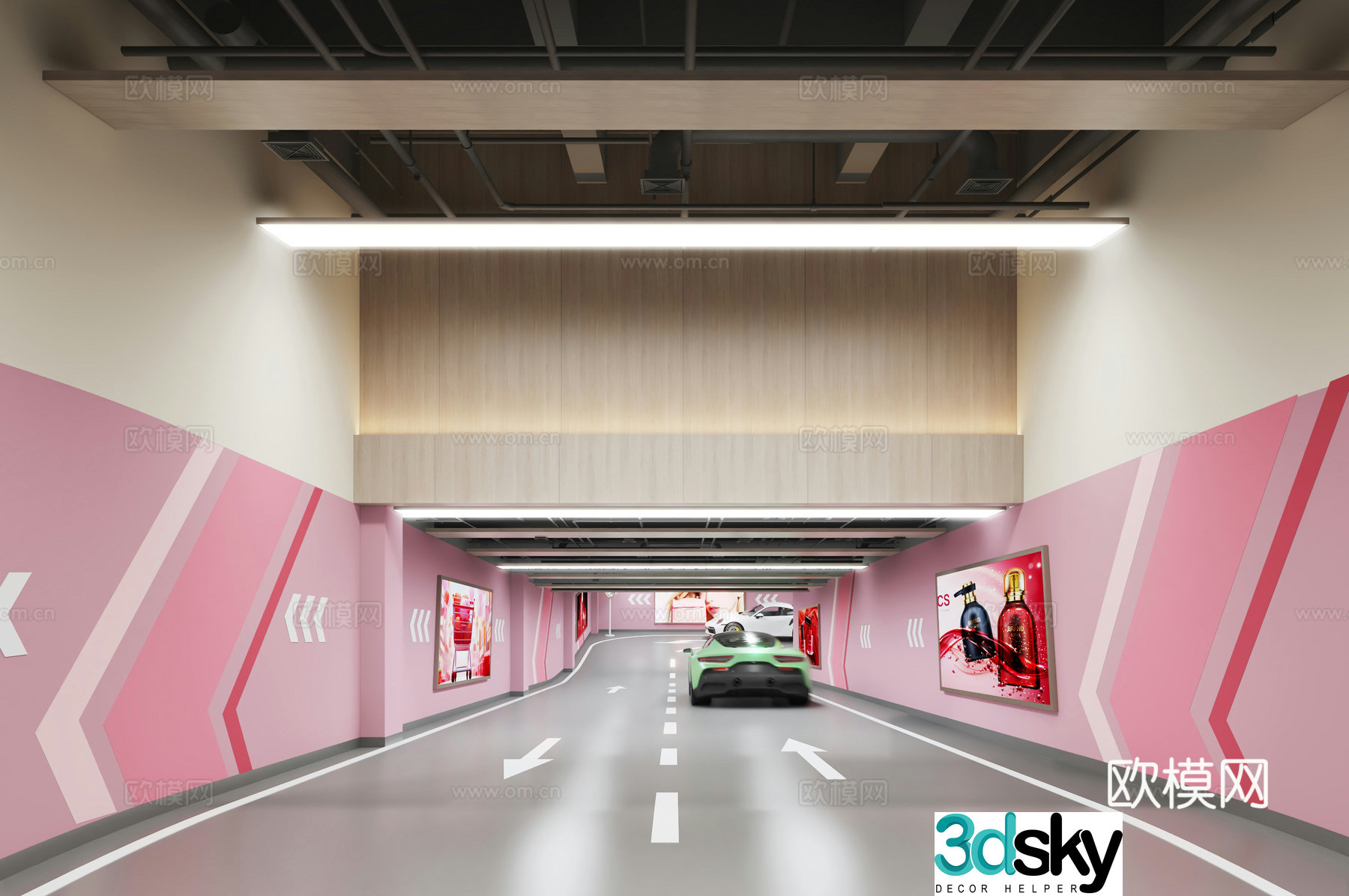 Underground garage entrance parking lot 3d model