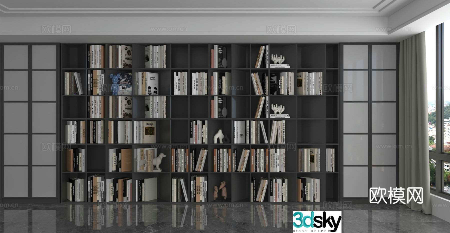 Modern bookcase Bookshelf 3D model