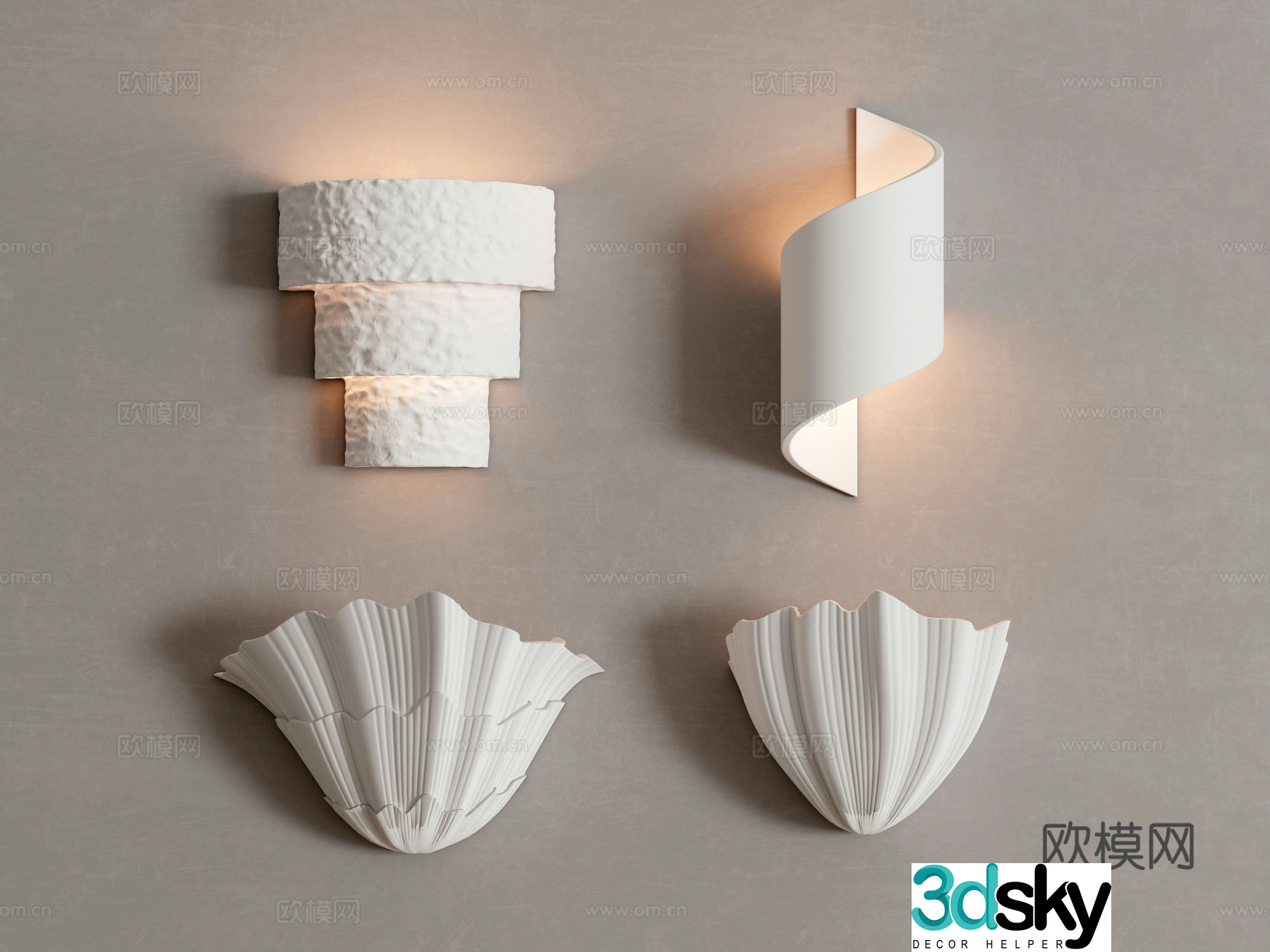 Wabi-sabi wall lamp plaster lamp 3d model