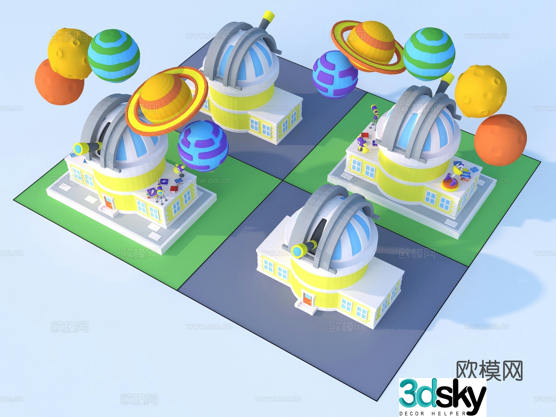 Cartoon toys architectural sketch 3d model