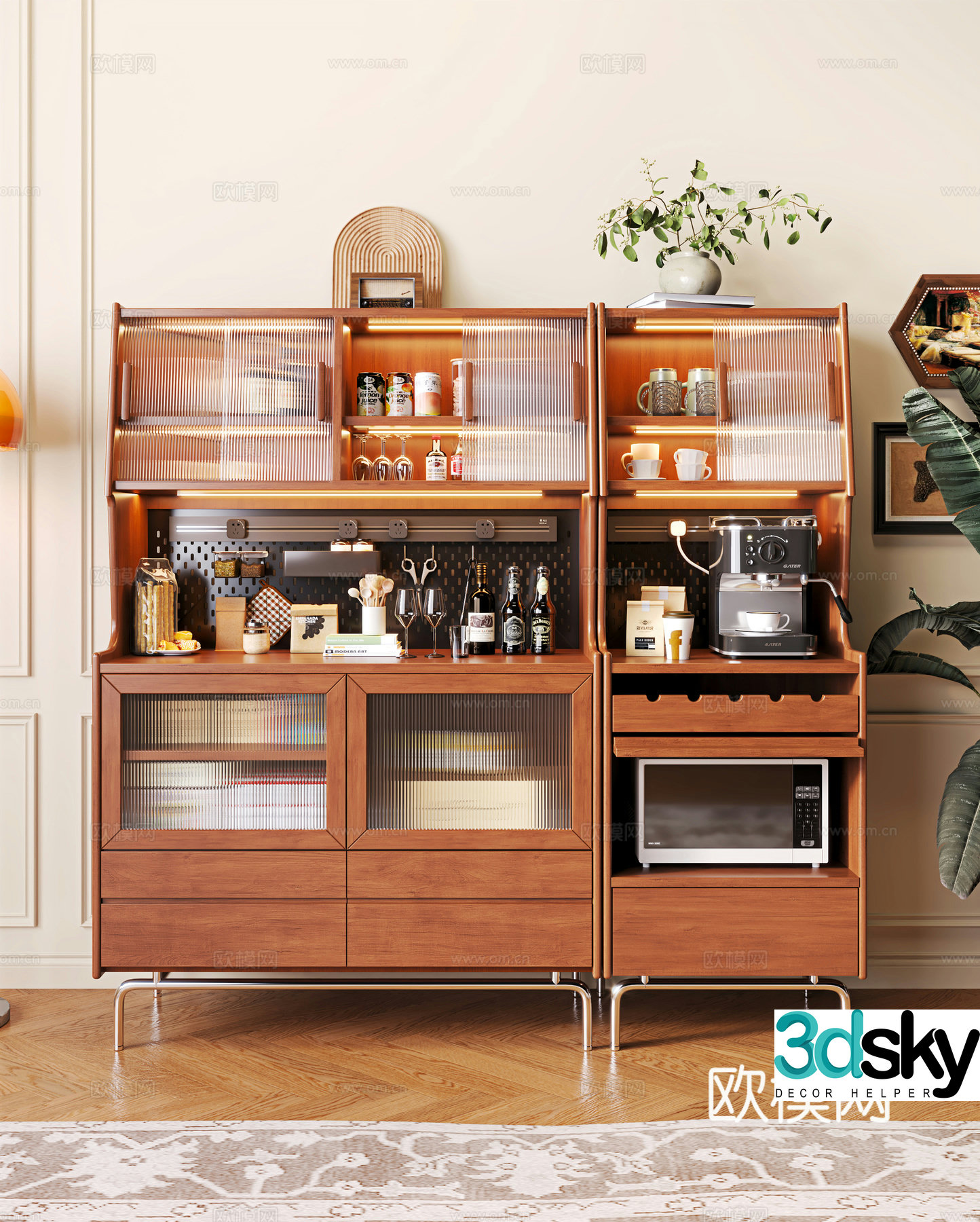 Medieval style sideboard 3d model