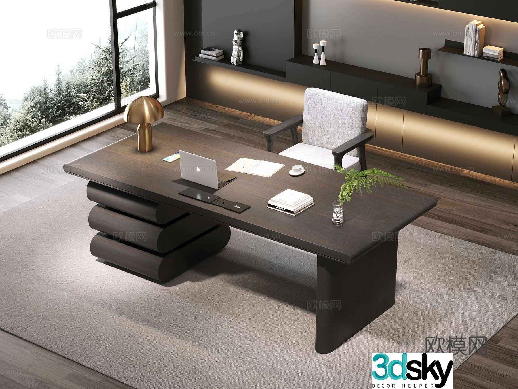 Modern office desk desk manager desk 3d model