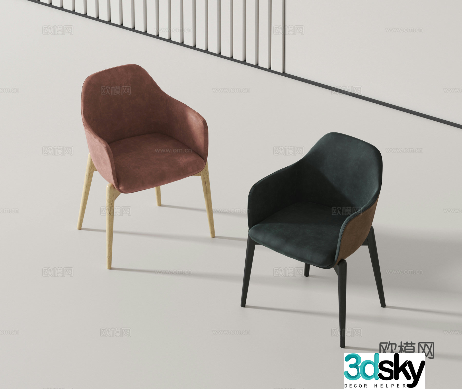 Modern single chair dining chair 3d model