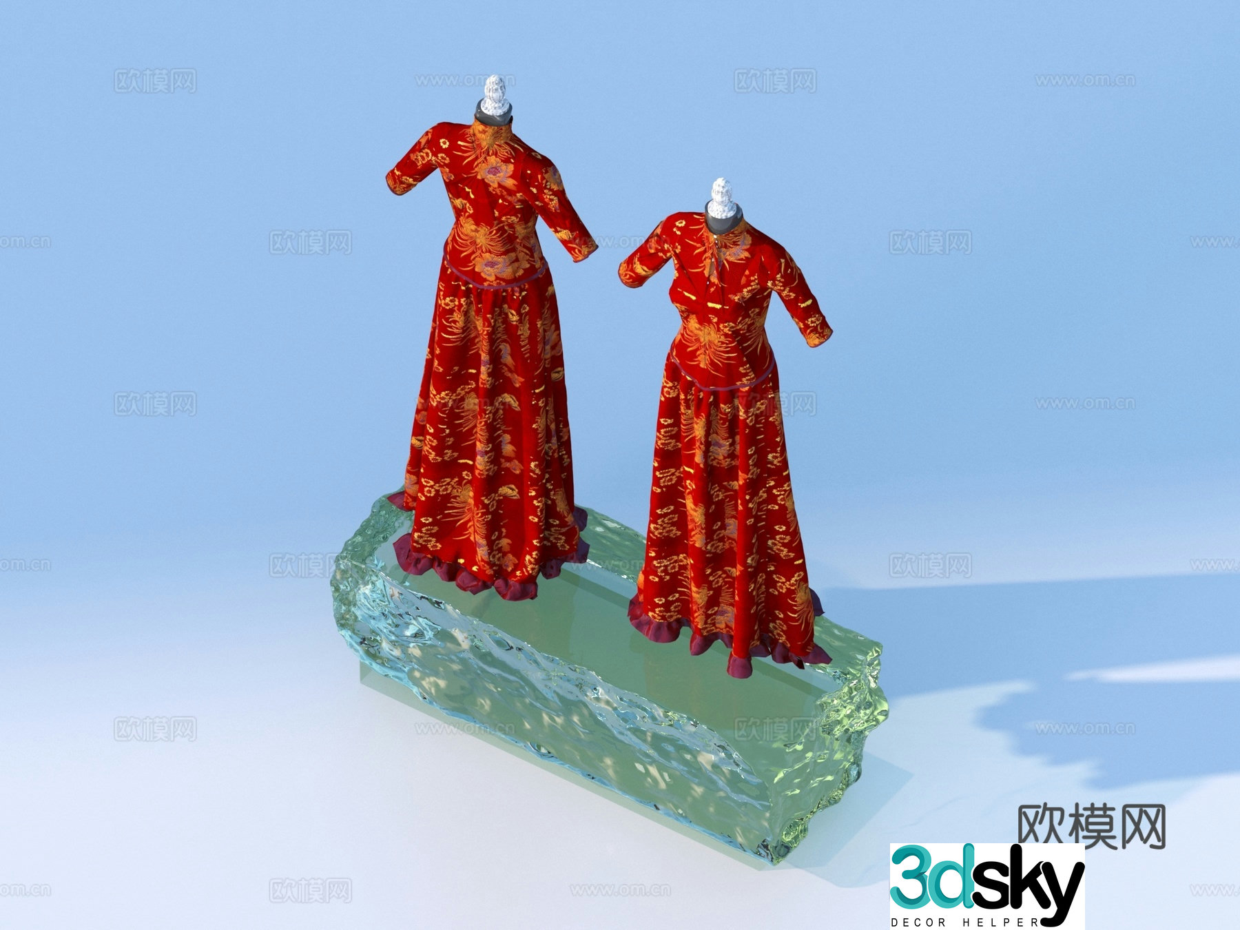 Hanfu women’s skirt cheongsam robe 3d model