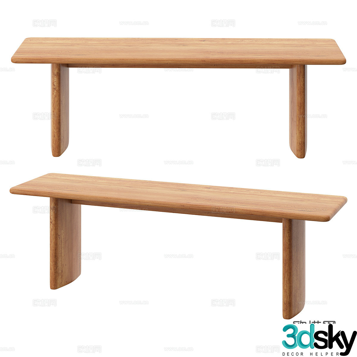 3D model of log style dining table
