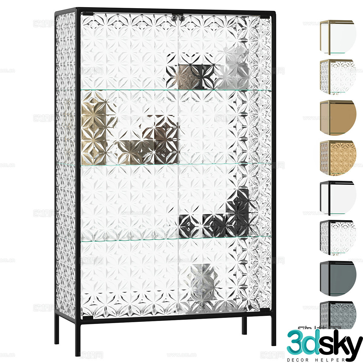 Modern glass wine cabinet 3d model