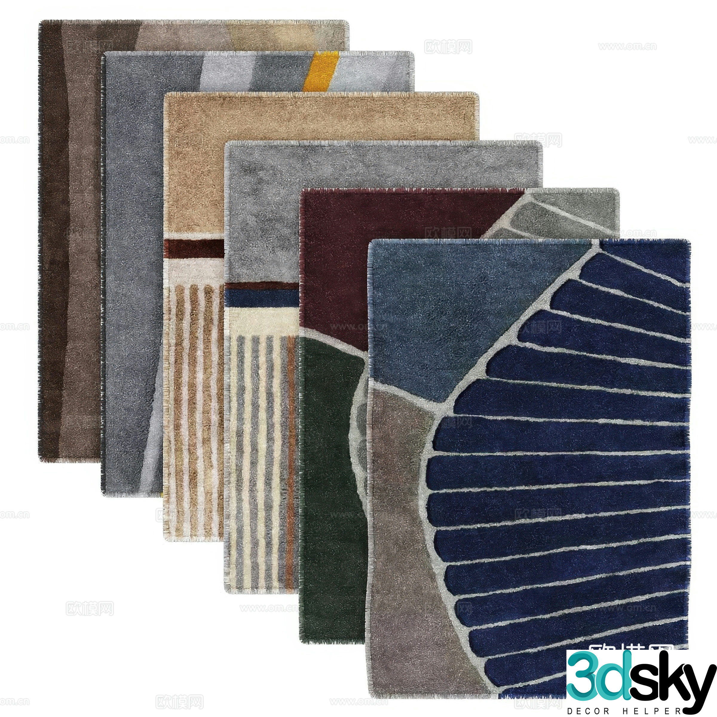 New Chinese style wool carpet 3d model