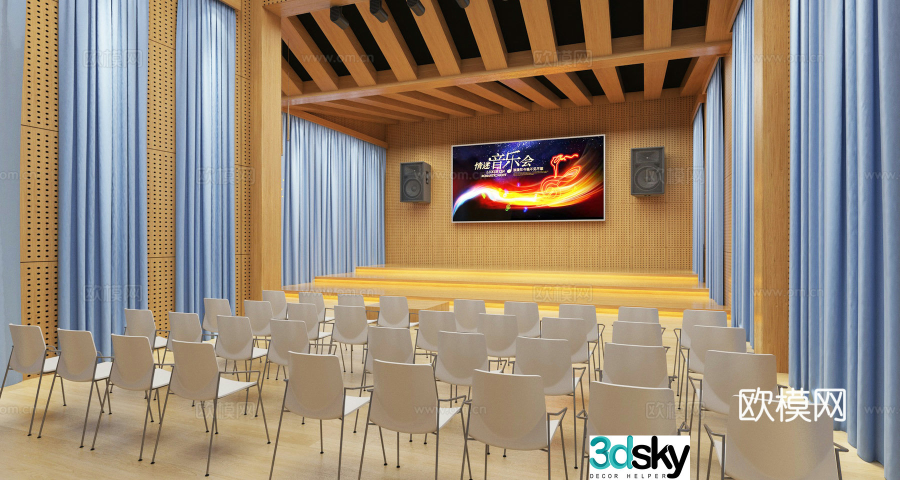 modern cinema conference concert hall 3d model