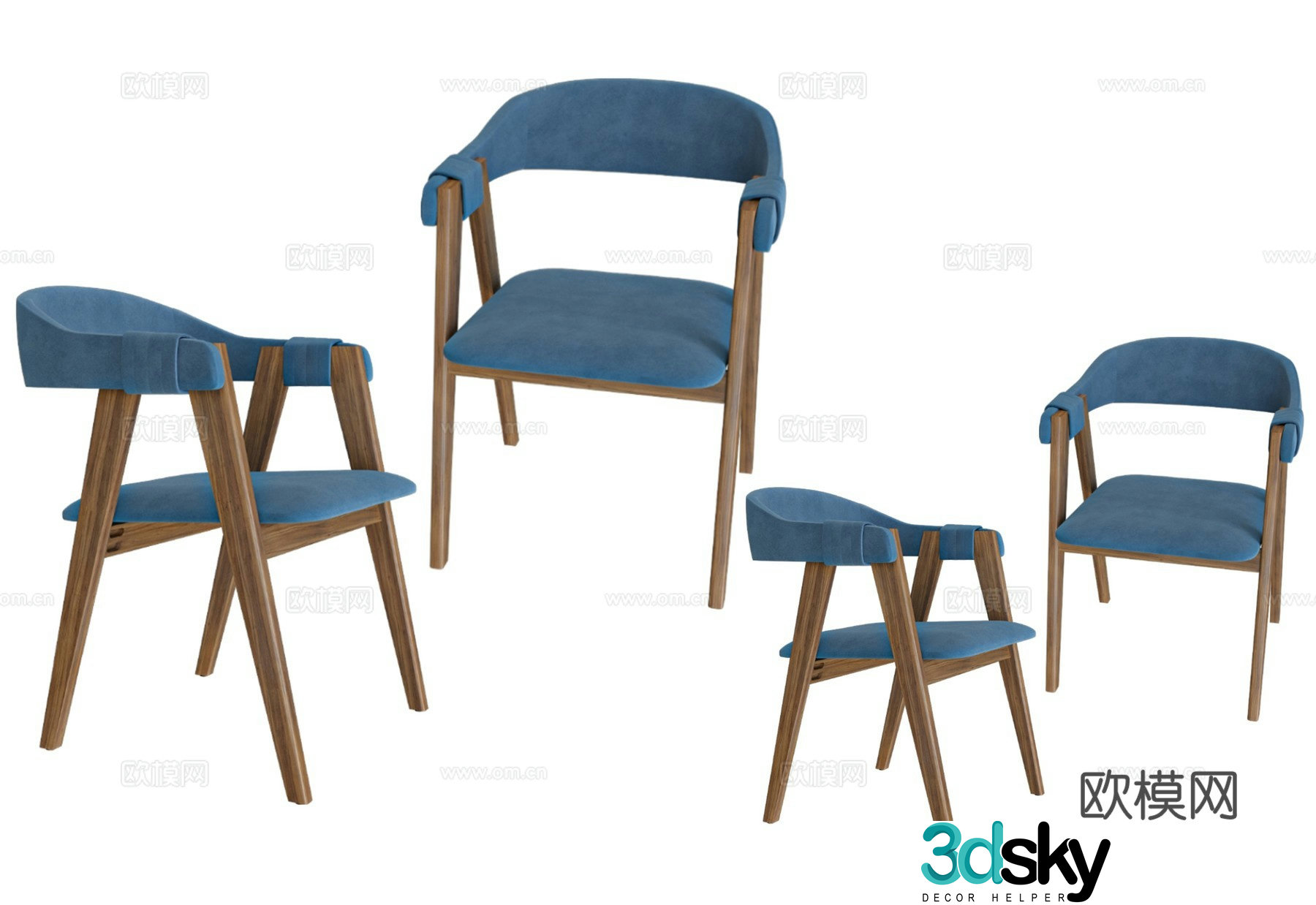 Nordic chair wooden chair negotiation chair dining chair tea chair 3d model