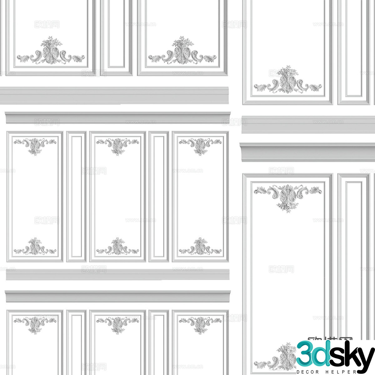 European style carving decorative carving 3d model