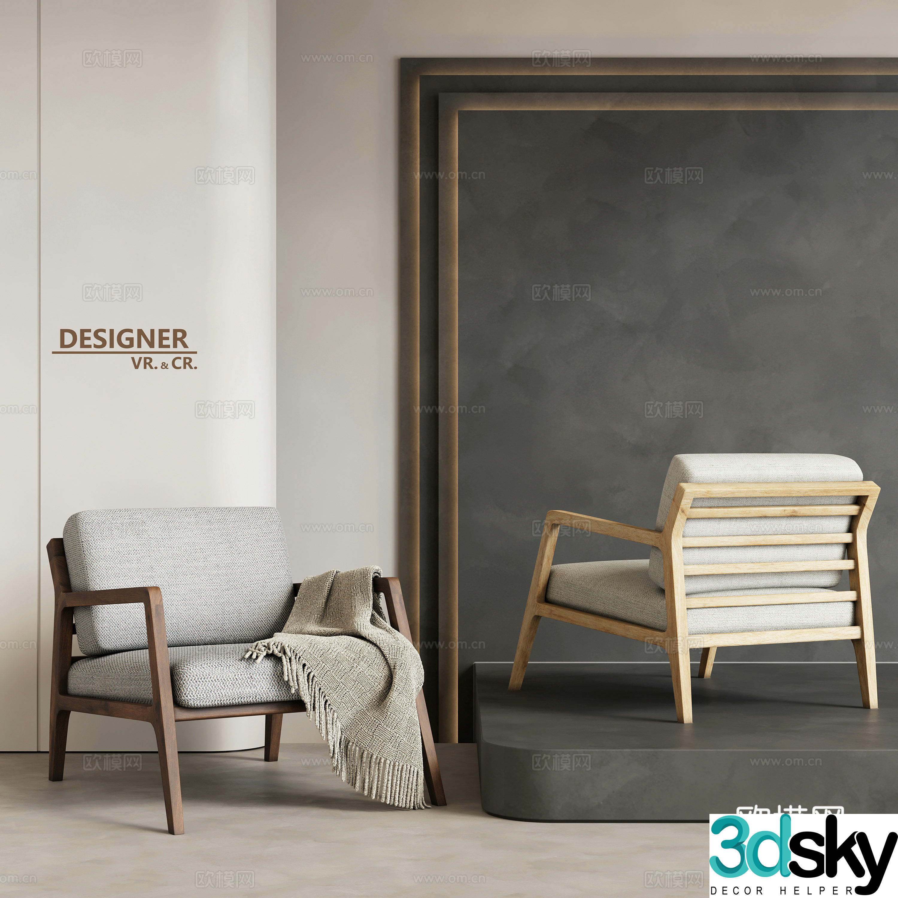 Modern sofa chair fabric leisure chair 3d model