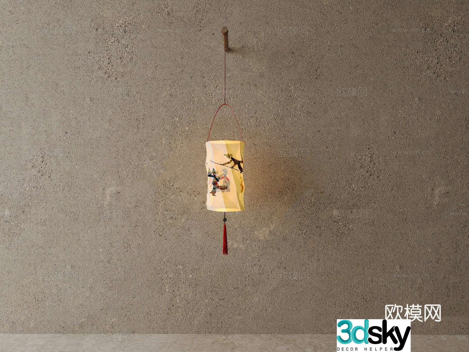 Chinese lantern wall lamp paper lantern 3d model