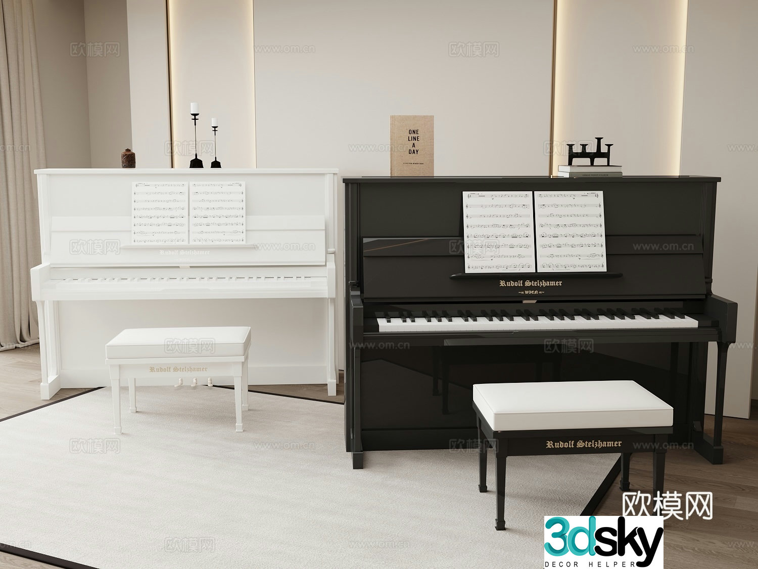 Painted piano 3d model