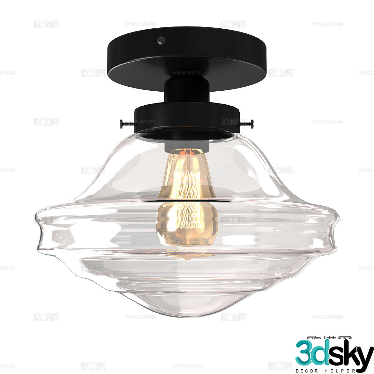 Industrial style ceiling lamp bulb ceiling lamp 3d model