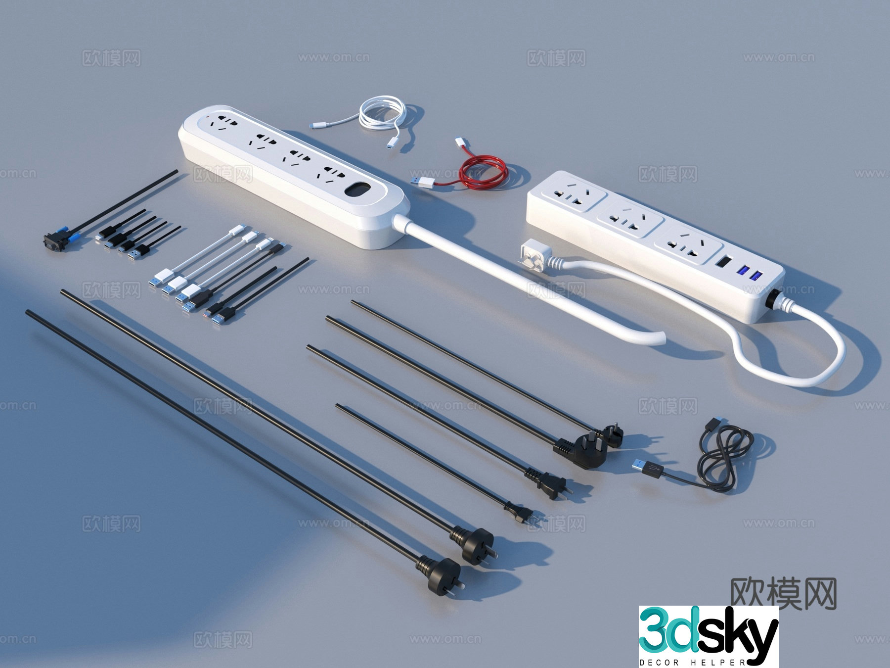 Socket data cable connection cable monitor cable 3d model