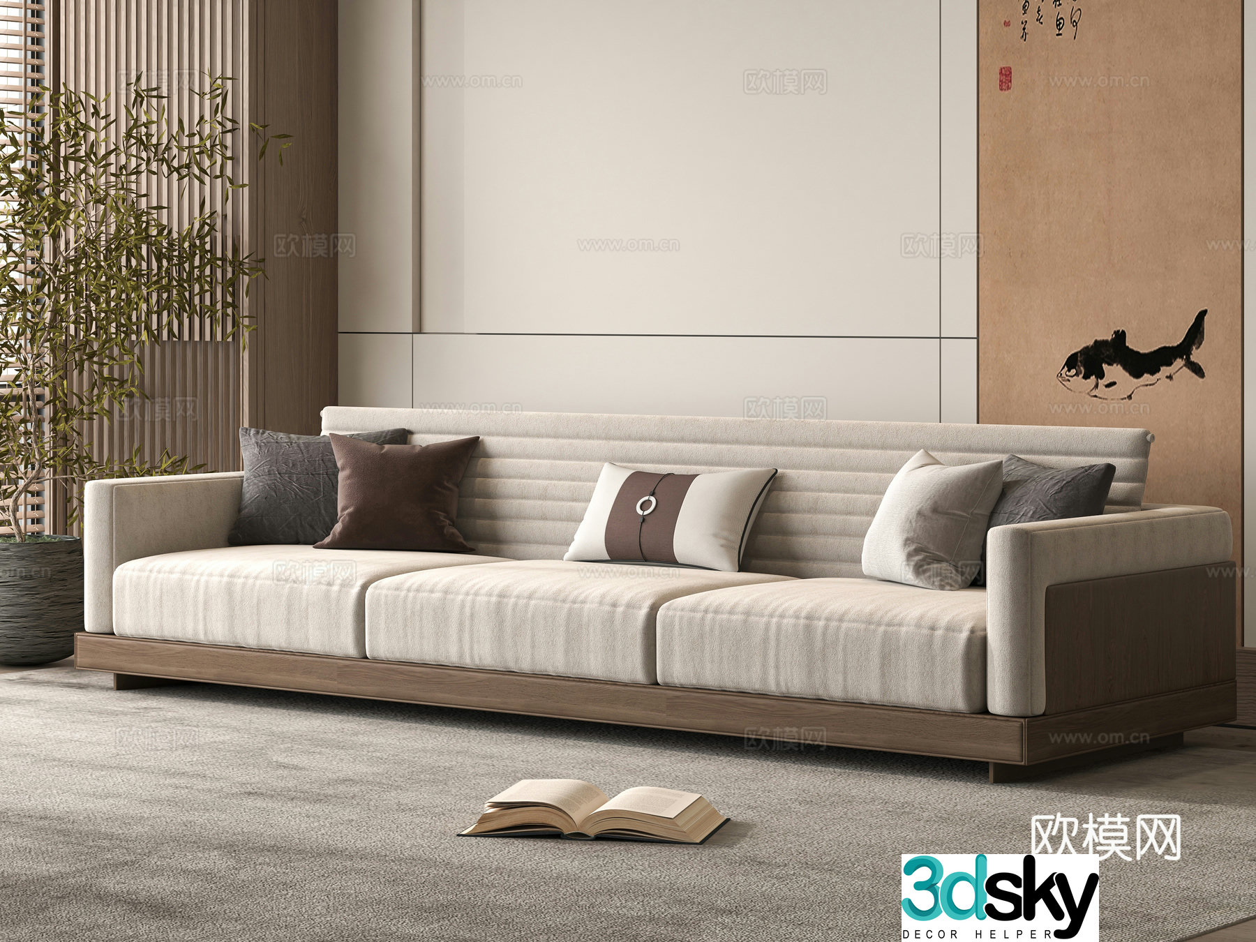 Medieval style three-person sofa 3D model