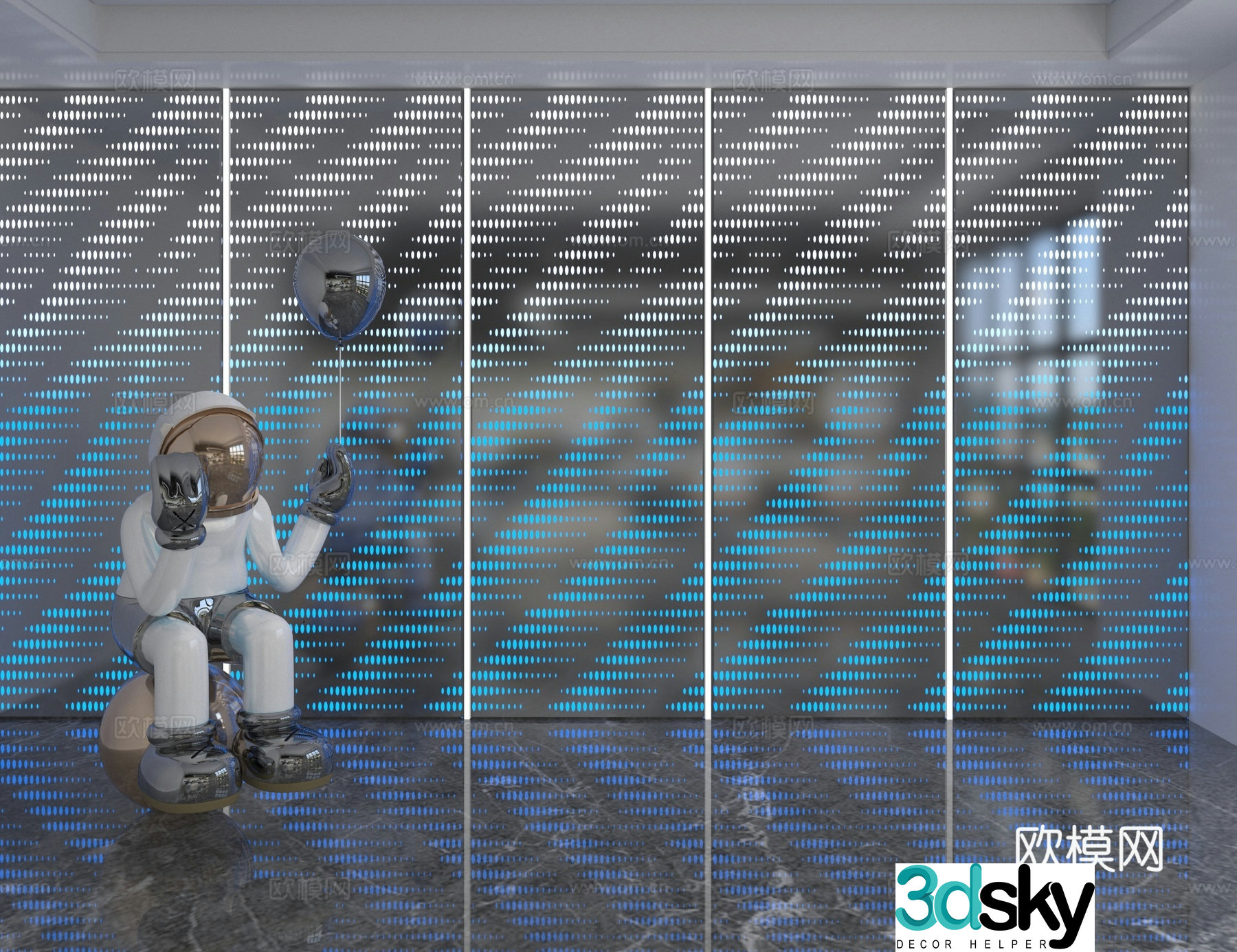Modern perforated board perforated board background wall 3d model