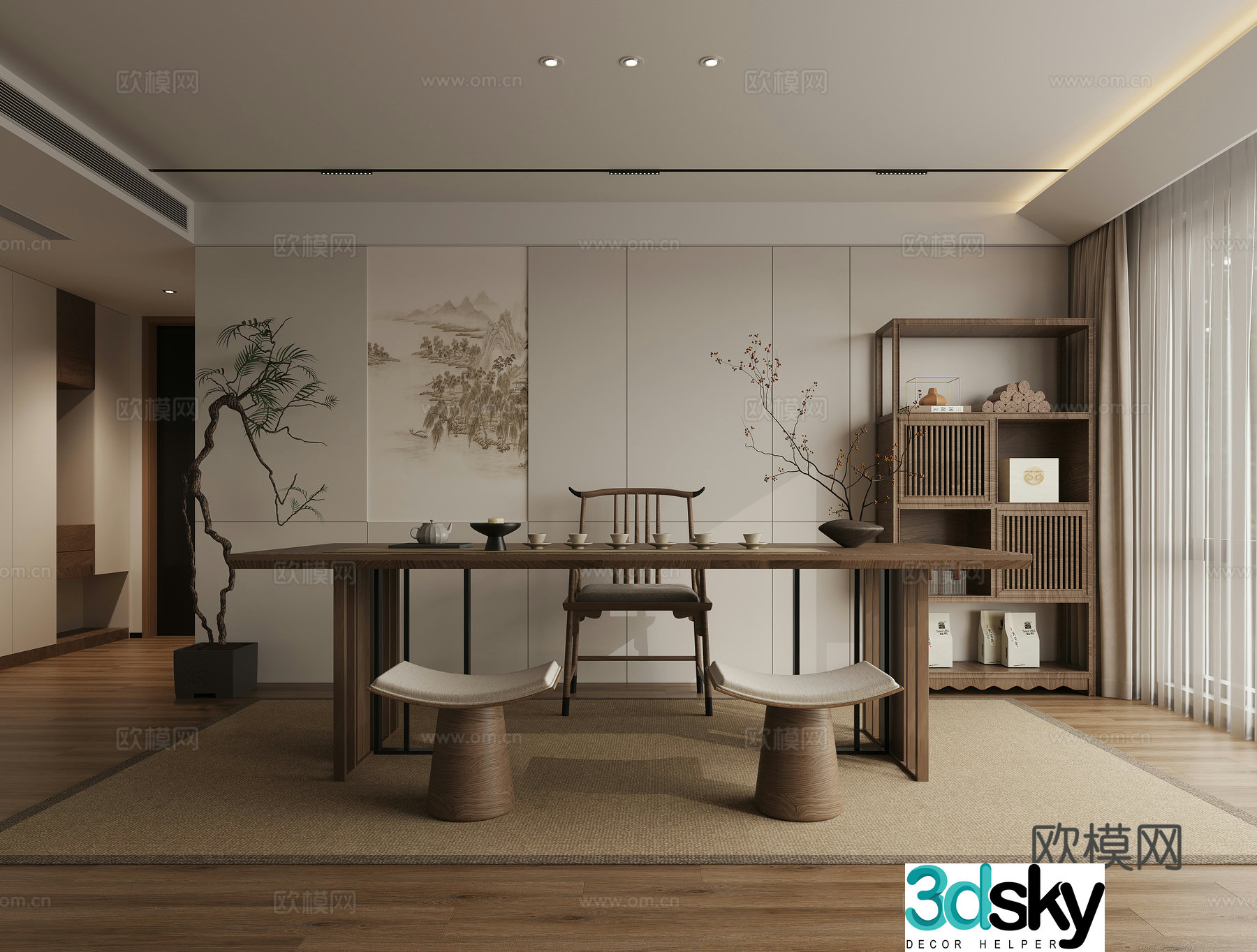 New Chinese Zen teahouse 3D model