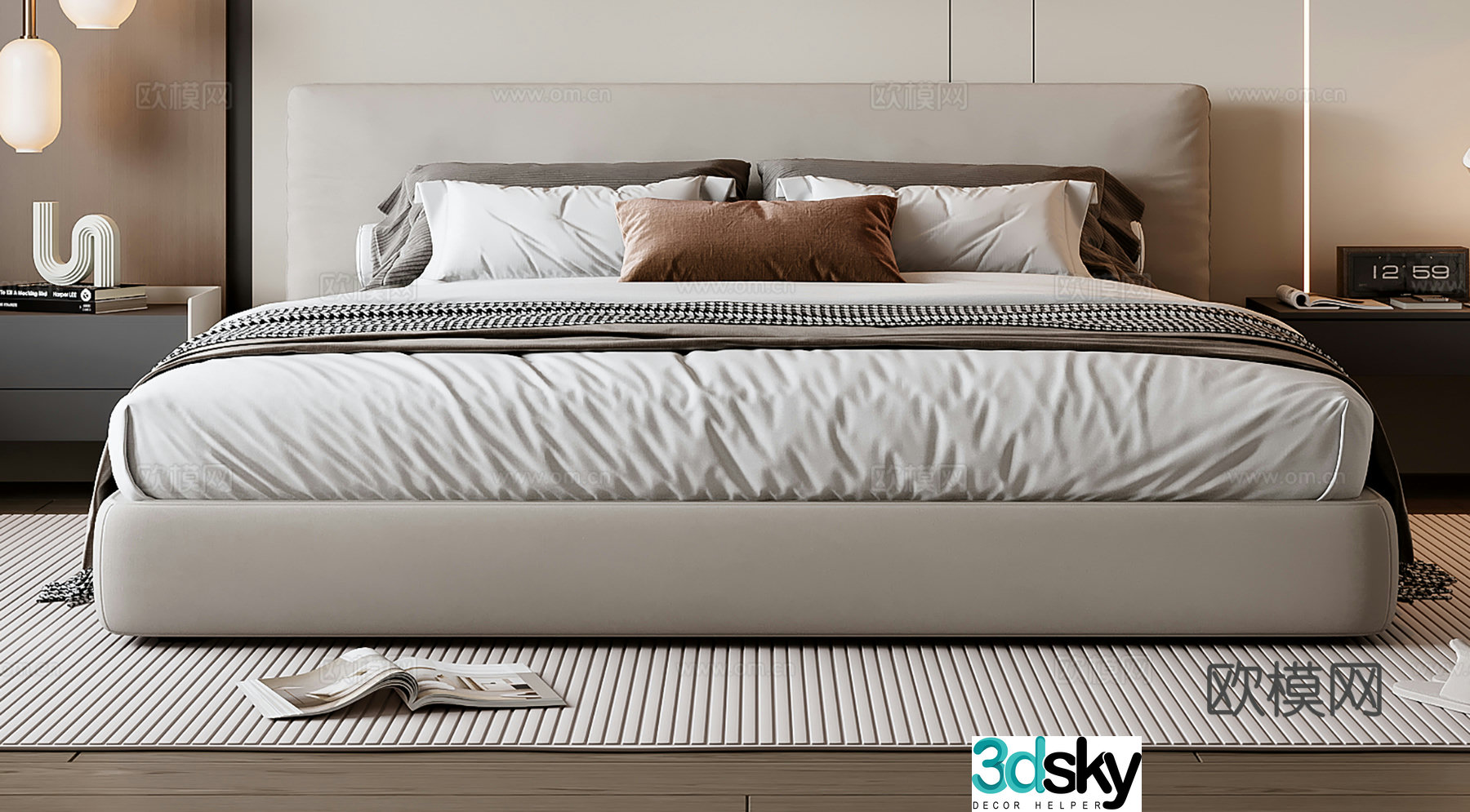 Modern double bed 3d model
