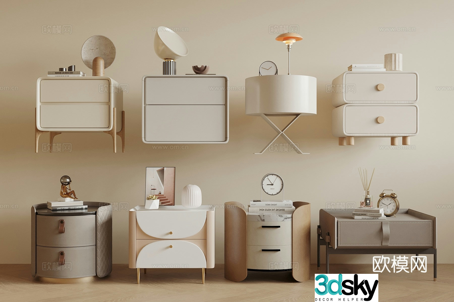 Cream style bedside table 3d model