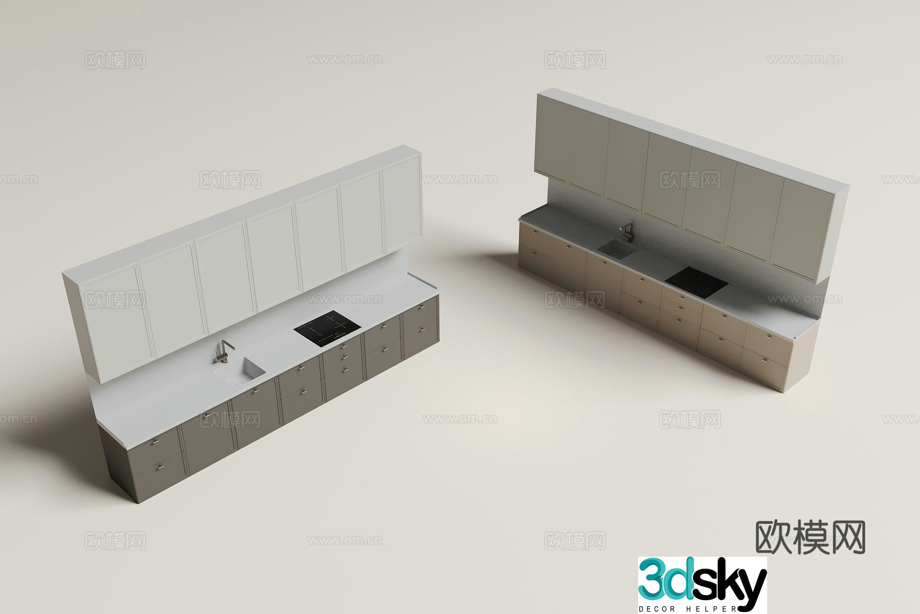 Modern straight cabinet 3d model