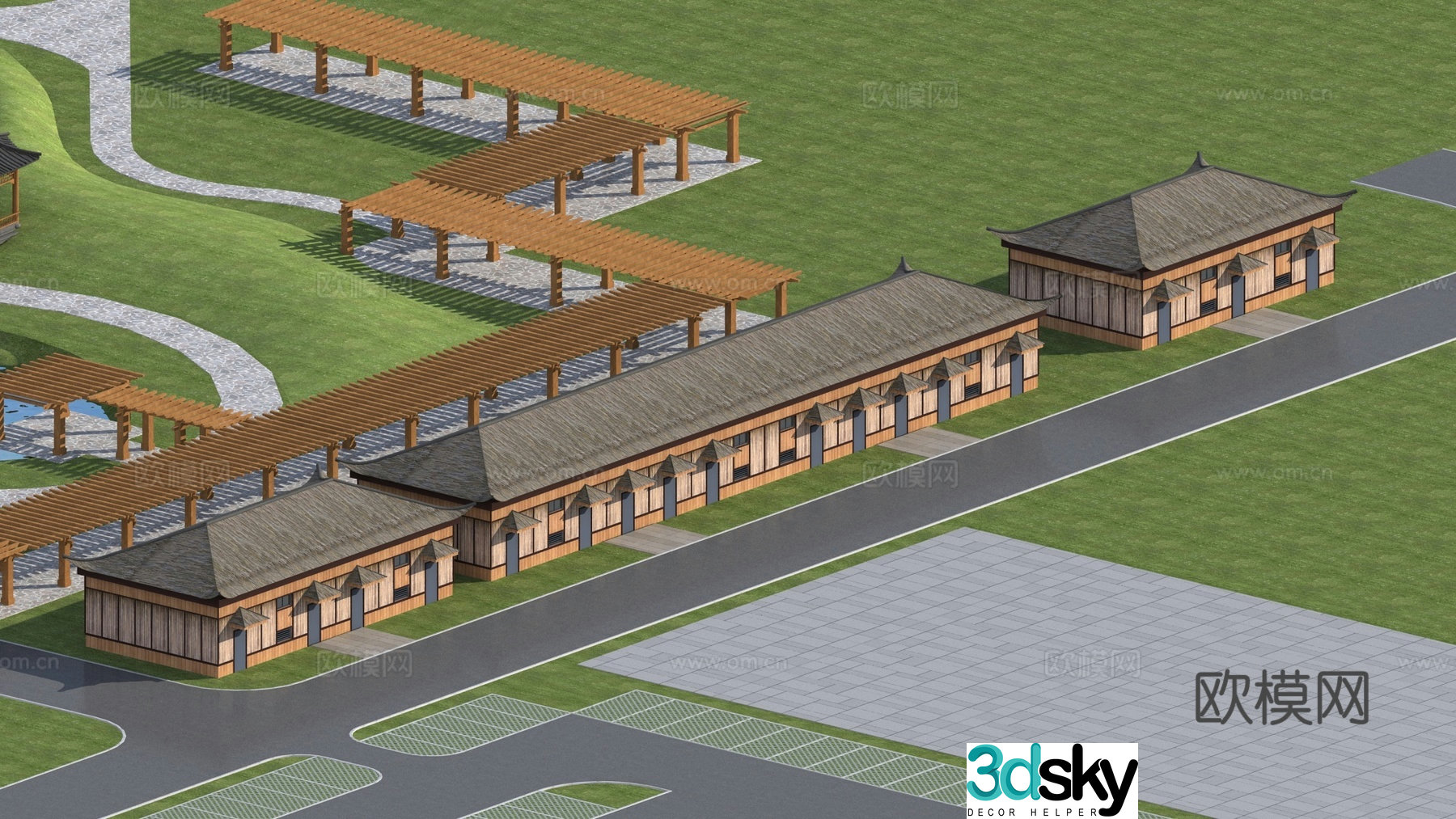 Chinese-style thatched house shack ancient building single 3D model