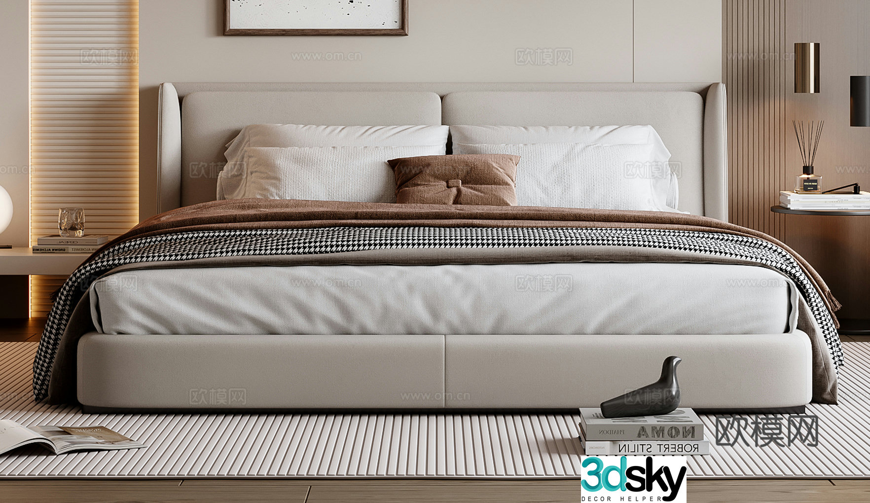 Modern double bed 3d model