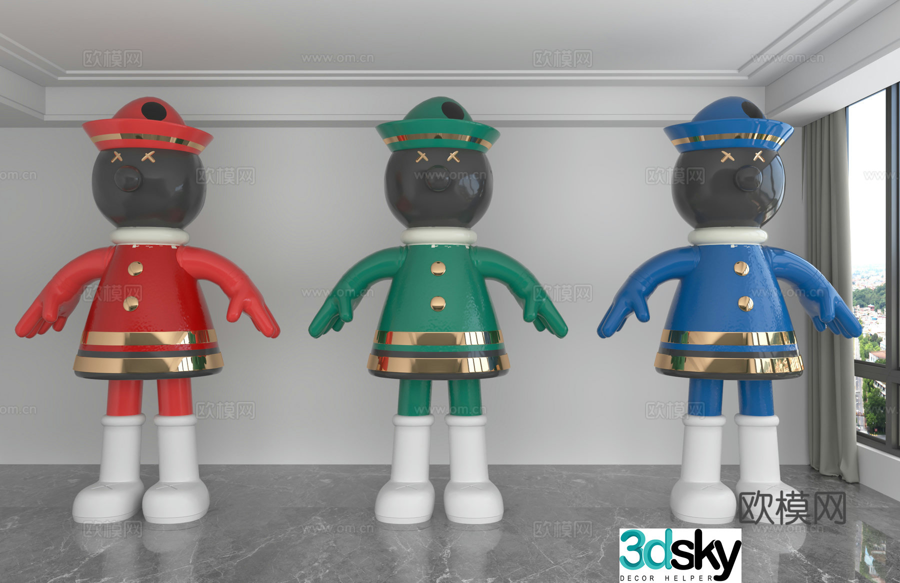 Modern doll ornaments cartoon sculpture 3d model