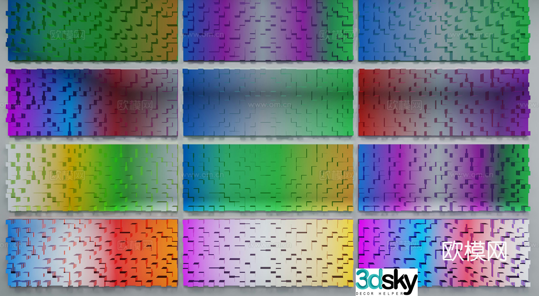 Gradient wainscot wall decorative panel decorative panel 3D model