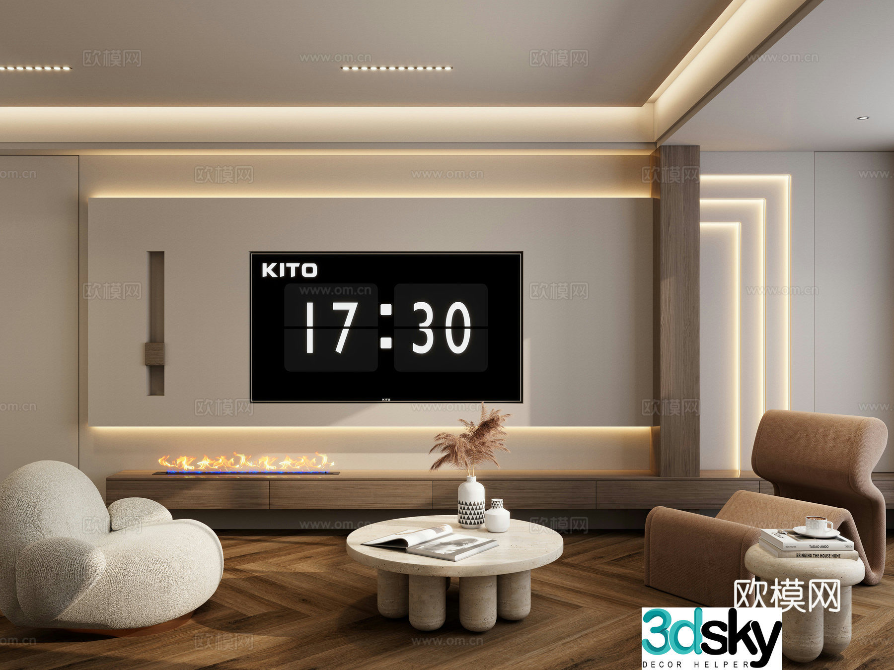 Italian TV background wall 3D model