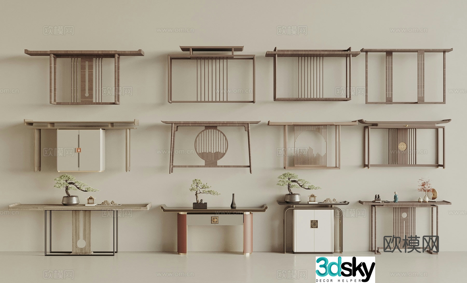New Chinese style end viewing platform 3D model