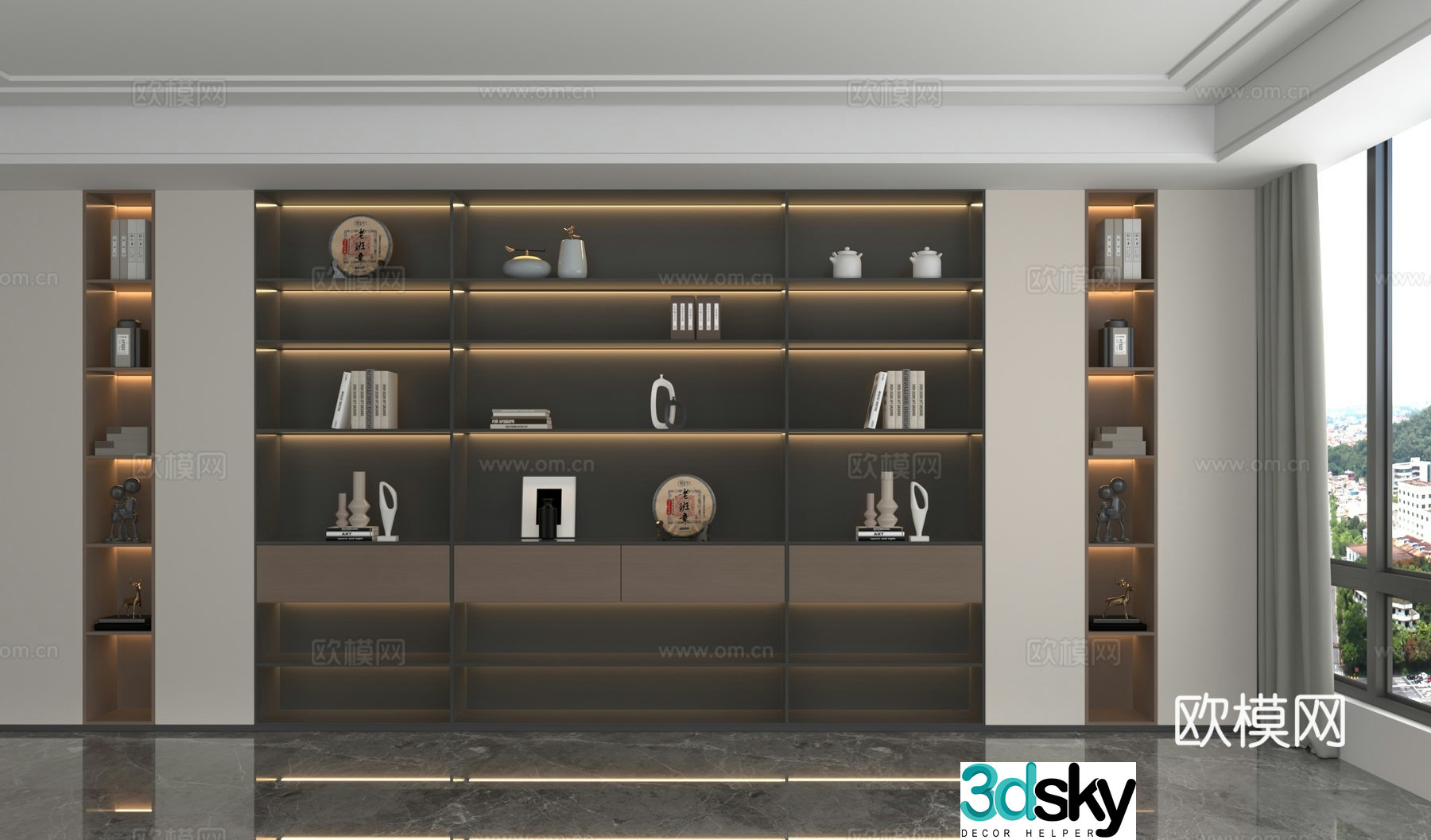 Modern wall cabinet bookcase 3d model