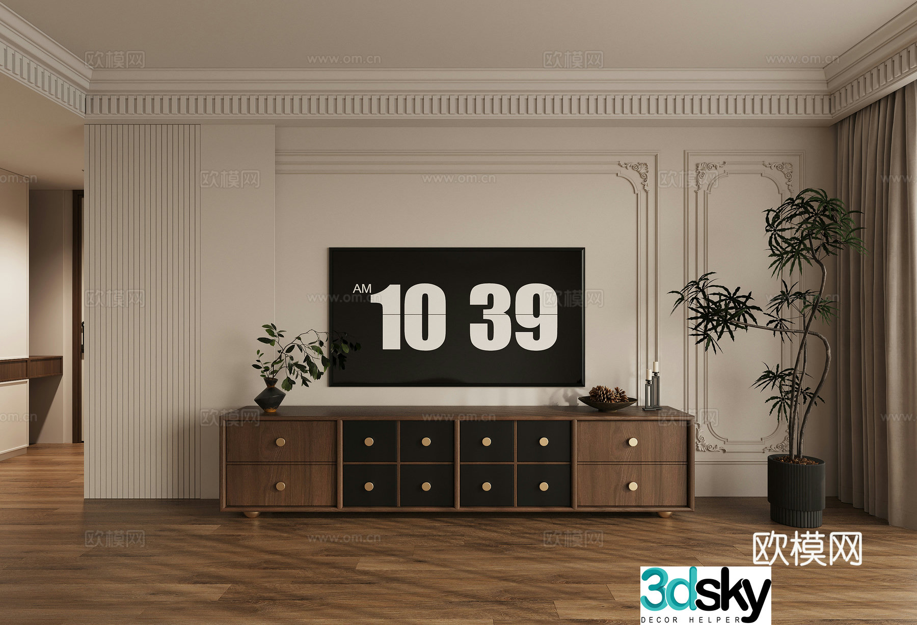 Middle-aged TV cabinet 3D model