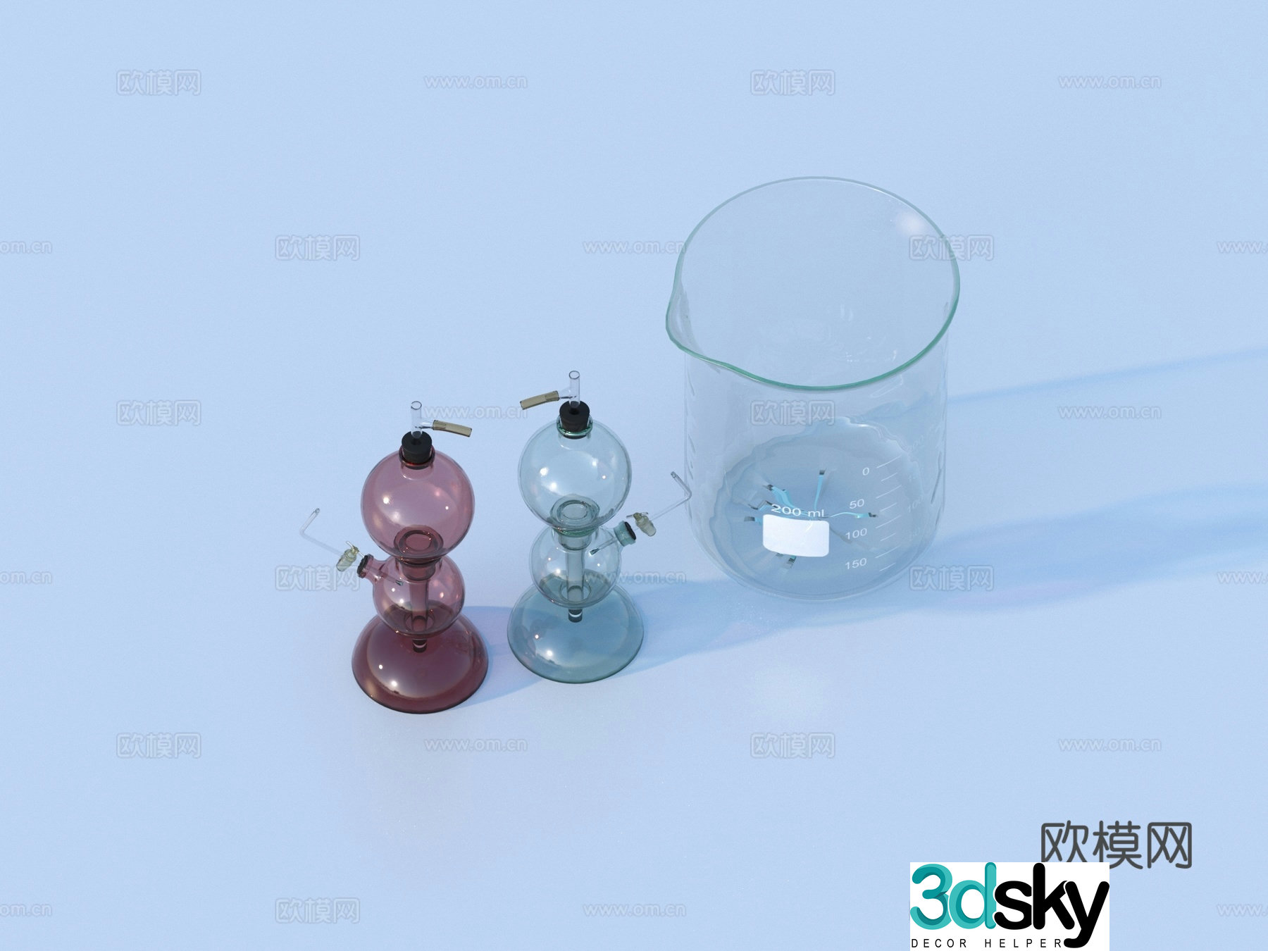 Glass beaker chemical test bottle experimental equipment equipment 3D model